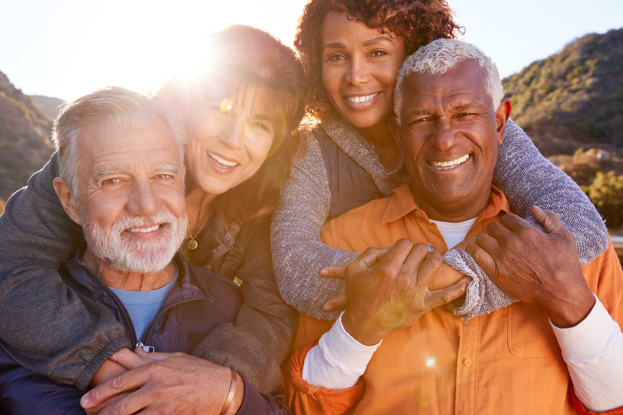 a diverse group of happy seniors